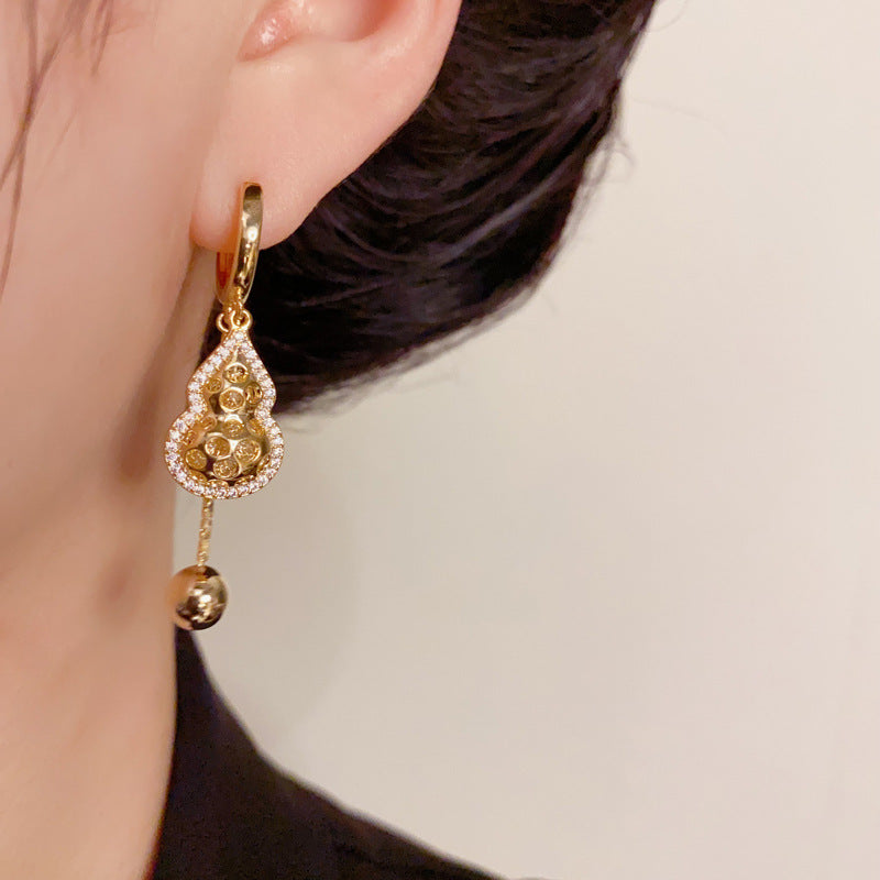 14K Gold-Plated Gourd Tassel Earrings – Chic & Elegant
