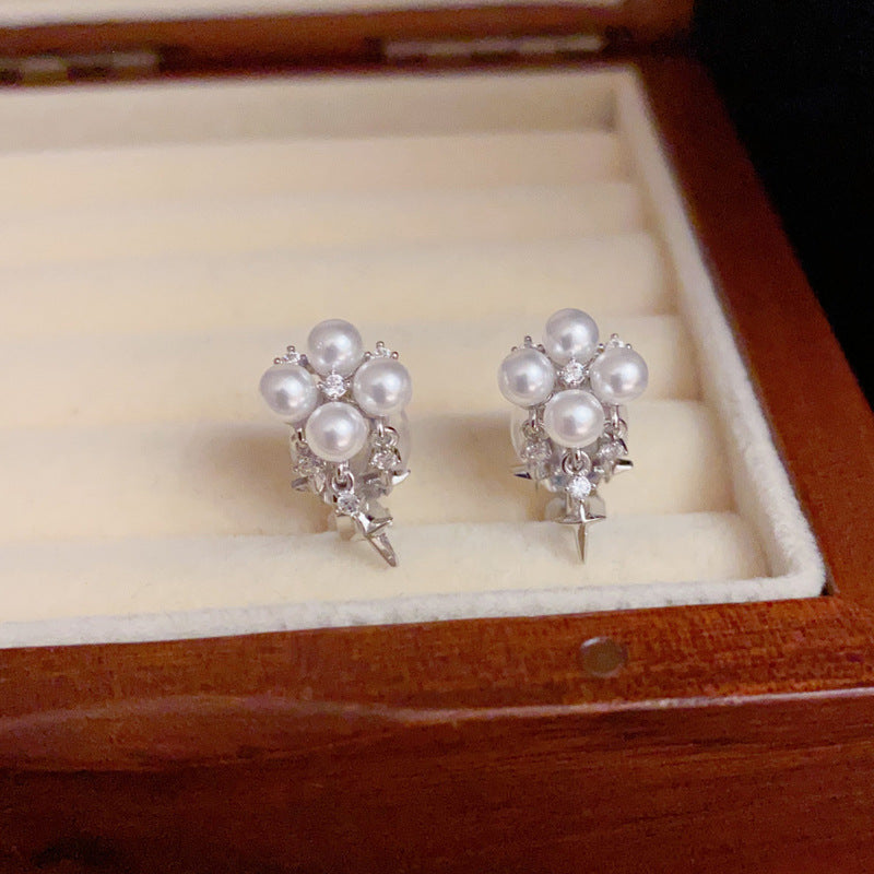 14K Gold-Plated Pearl Star Tassel Clip-On Earrings– No Piercing Needed