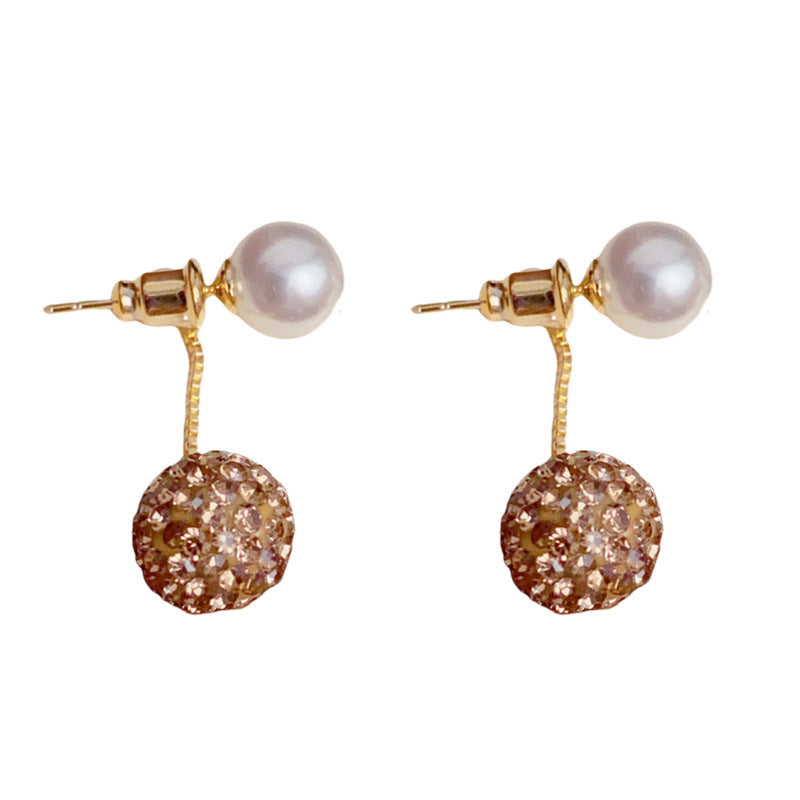 Luxury Pearl Dual-Wear Zircon Sphere Drop Earrings – Geometric Design