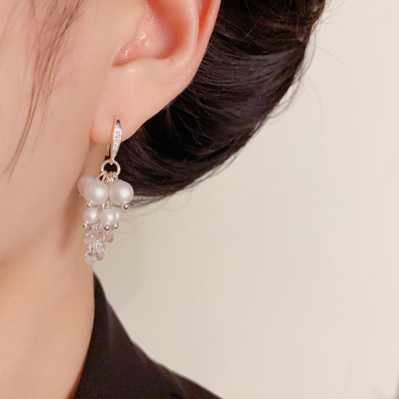 Luxury Zircon Pearl & Crystal String Drop Earrings – Geometric Design