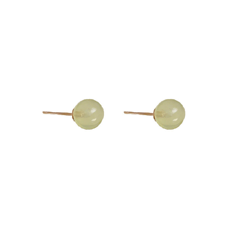 14K Gold-Plated Resin Ball Stud Earrings – Minimalist Geometric Design