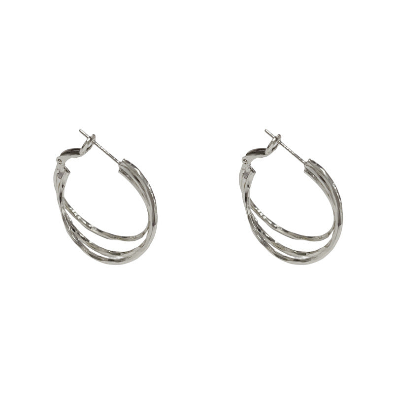 Elegant Triple Circle Metal Ear Cuff Earrings – Geometric Design