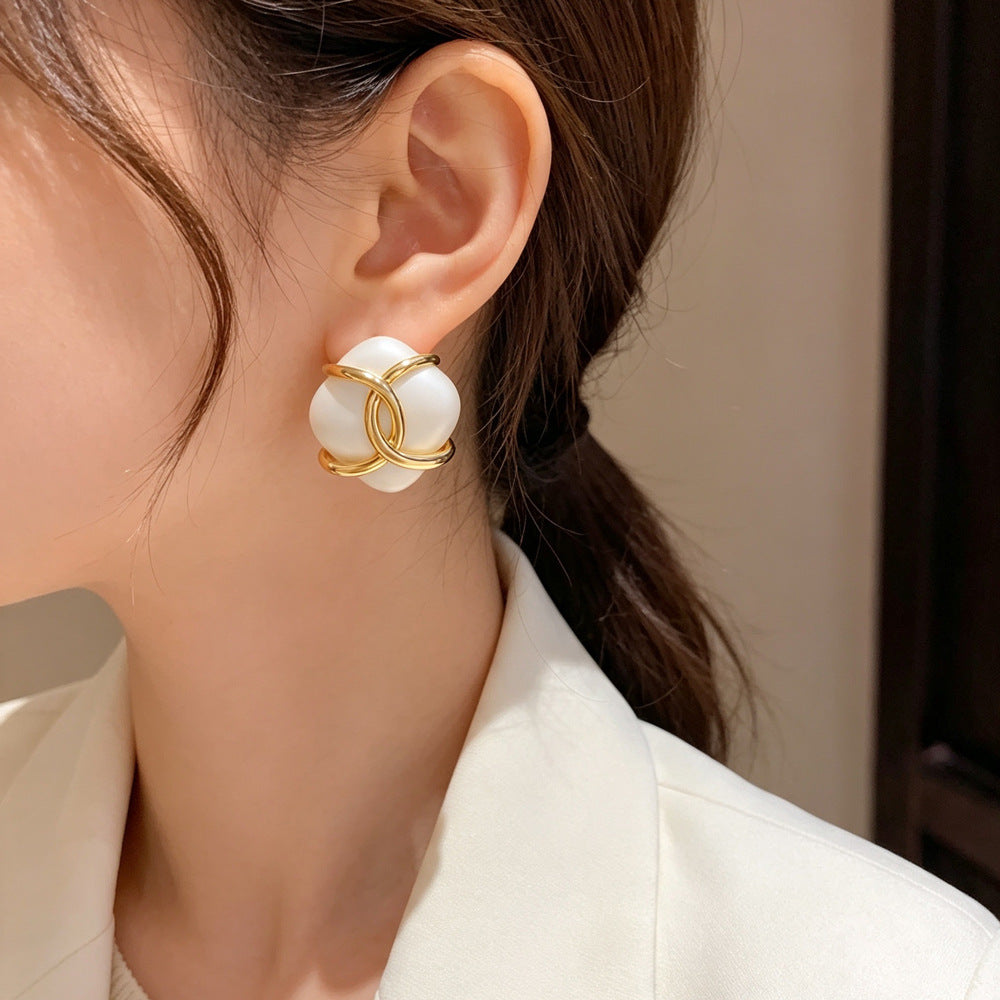 Eaioncol Brushed Two-Tone Wrap Hoop Earrings Gold Silver