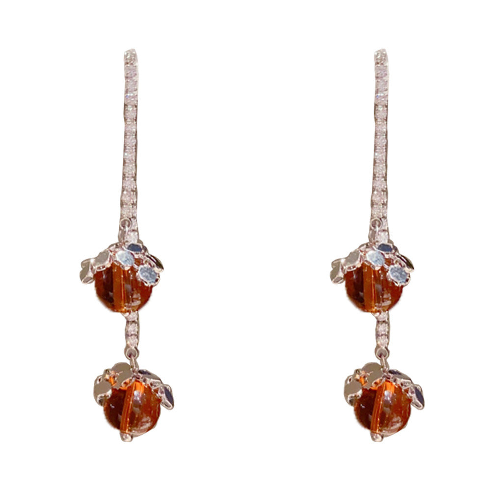 Eaioncol Two-Way Pearl Geometric Tassel Earrings Gold Silver