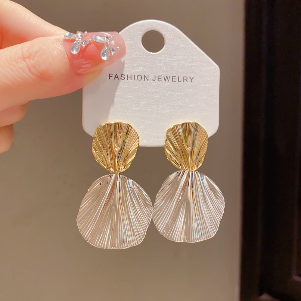 Eaioncol Two-Tone Geometric Drop Earrings 14K Gold Plated