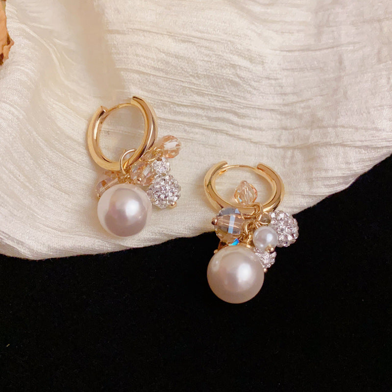 Elegant Zircon Crystal Pearl Tassel Earrings – Geometric Design