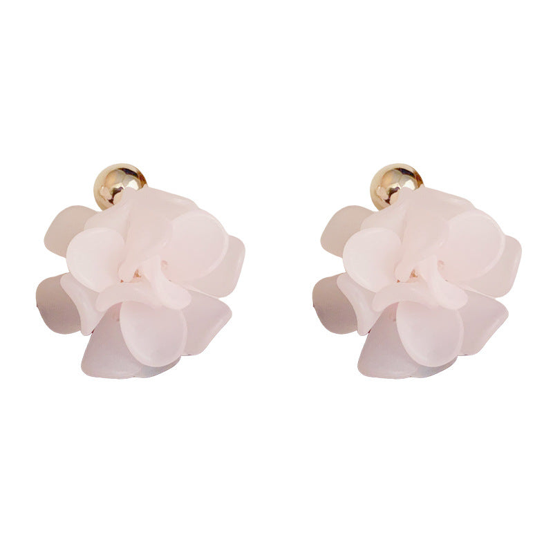 Luxury White or Pink Flower Petal Earrings - Silver Needle Design
