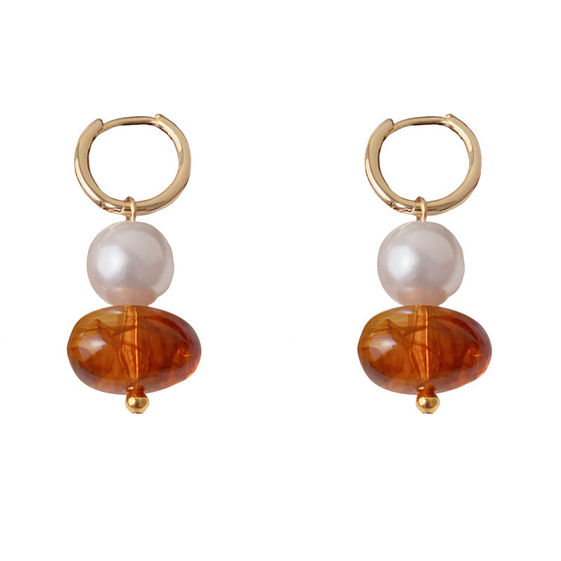 Luxury Pearl & Resin Tassel Ear Cuff Earrings – Elegant Design