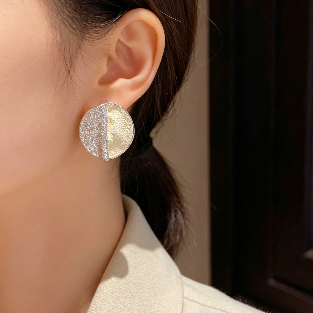 Eaioncol Two-Tone Irregular Silver Stud Earrings