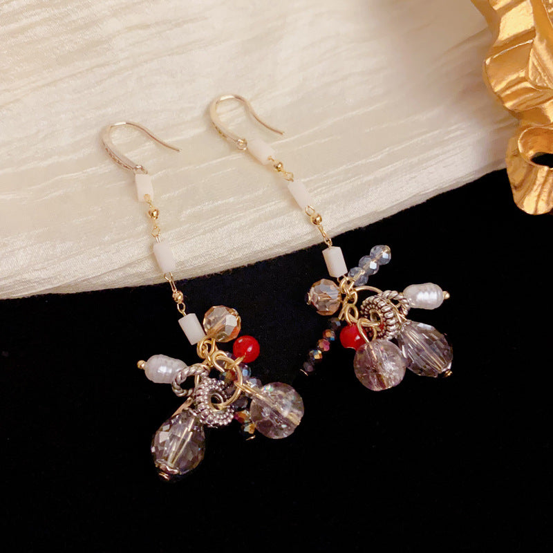 Elegant Handcrafted Beaded Tassel Drop Earrings – Geometric Design