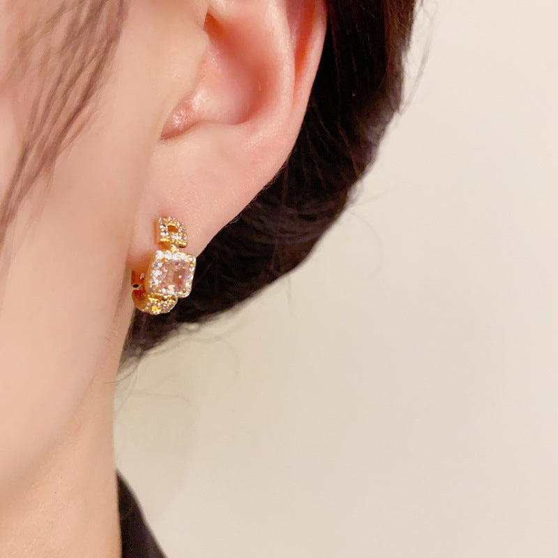 Gold & Silver Zircon Geometric Sugar Earrings - Chic Minimalist Design