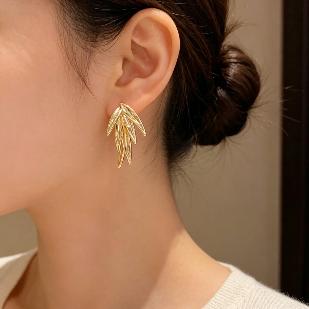 Eaioncol Bamboo Leaf Earrings 14K Gold Plated & Silver Plated