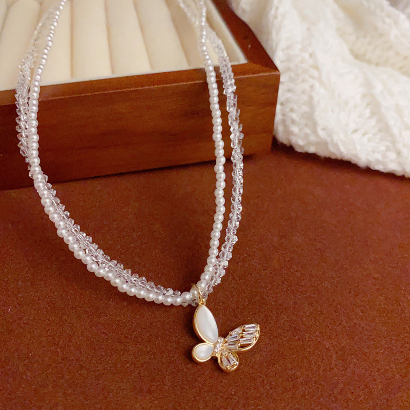 14K Gold-Plated D-Layer Butterfly Pendant Necklace – Elegant Design