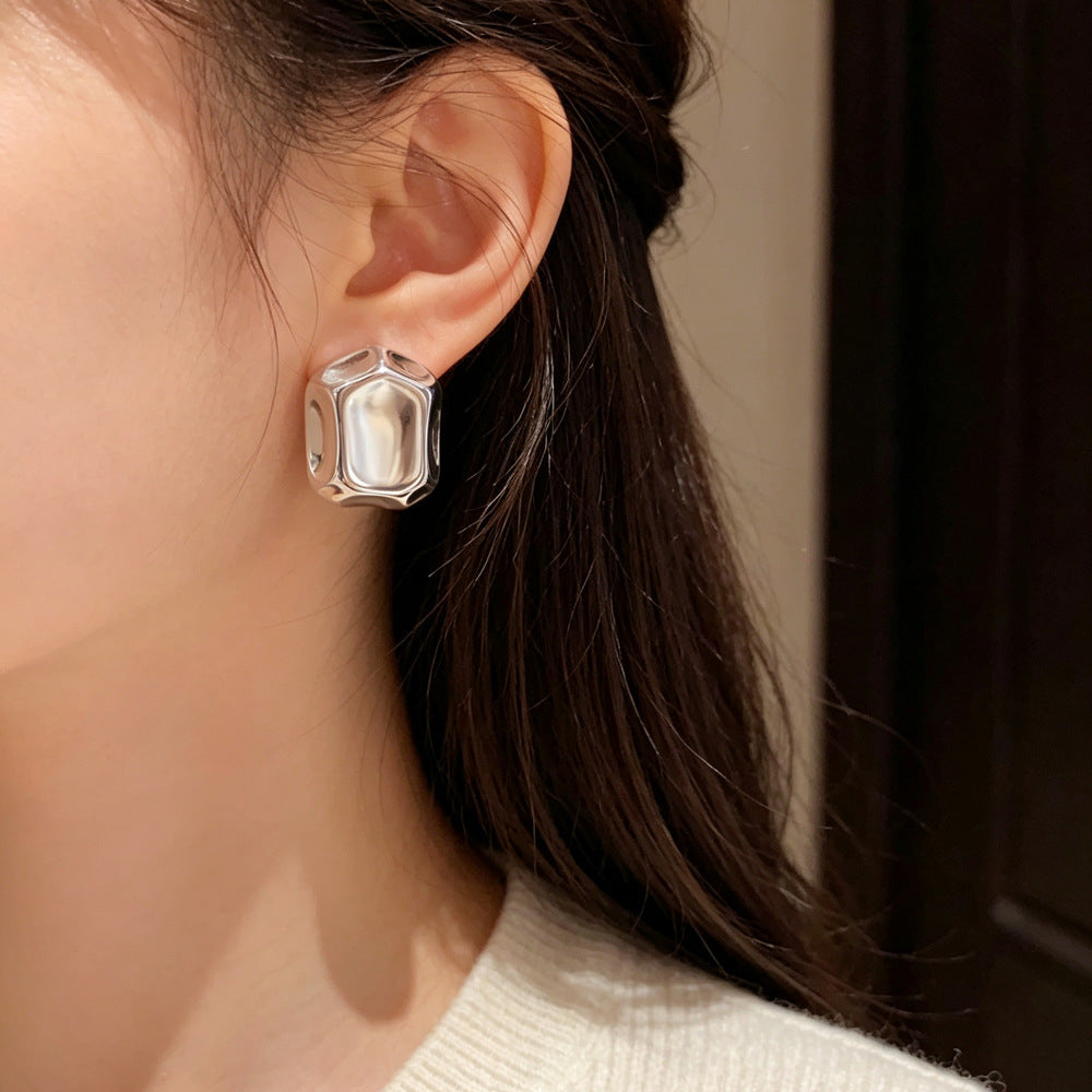 Eaioncol Geometric Square Stud Earrings 18K Gold Silver