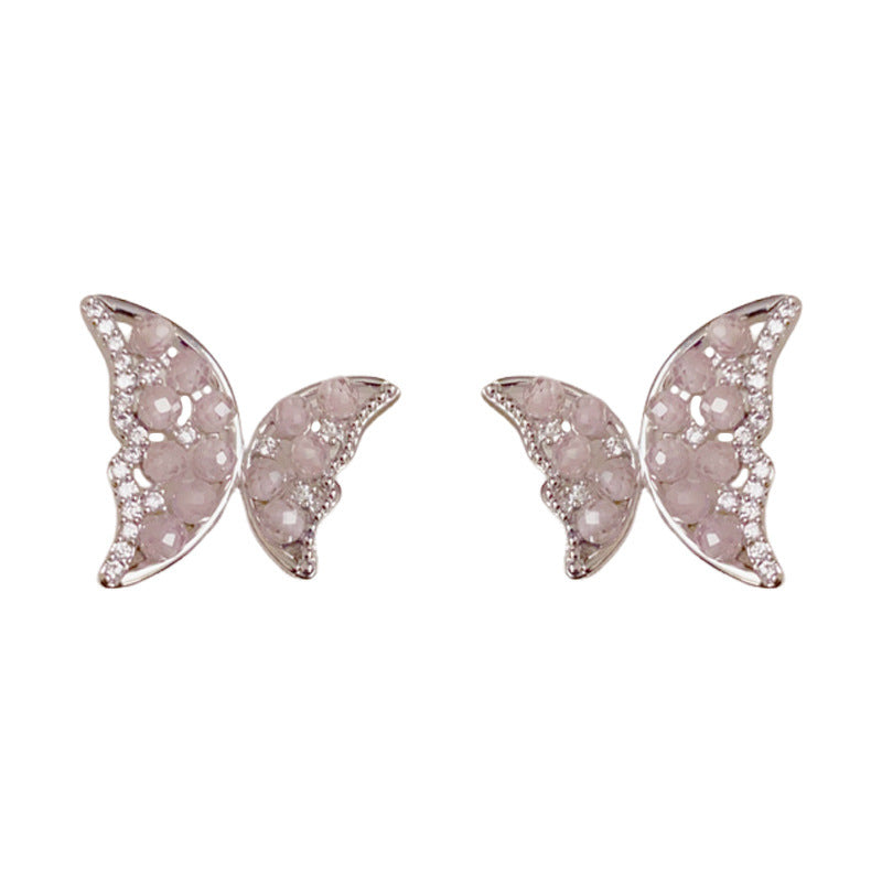 Luxury Full-Zircon Crystal Butterfly Stud Earrings – Elegant Design