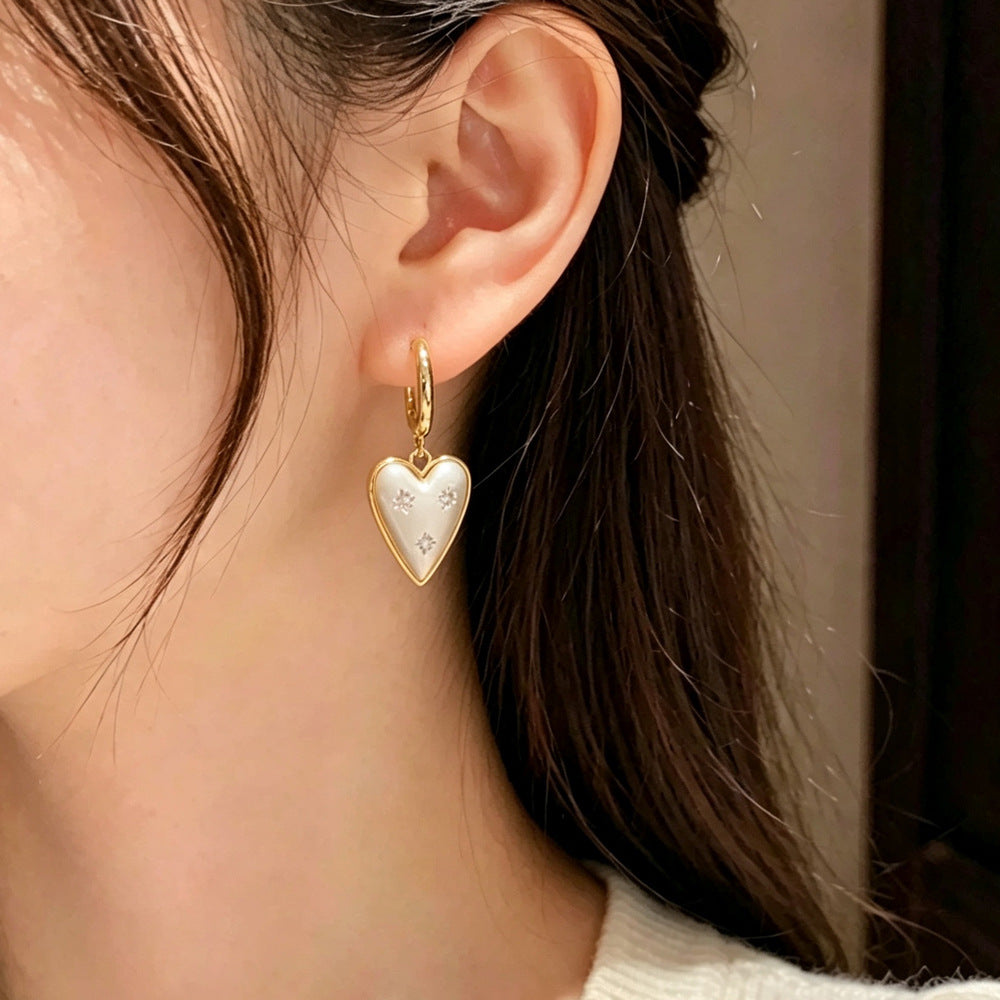 Eaioncol Two-Tone Heart Drop Earrings 14K Gold & Silver Plated