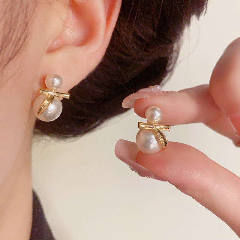 Elegant Bamboo Joint Pearl 14K Gold Earrings – S925 Silver Needle