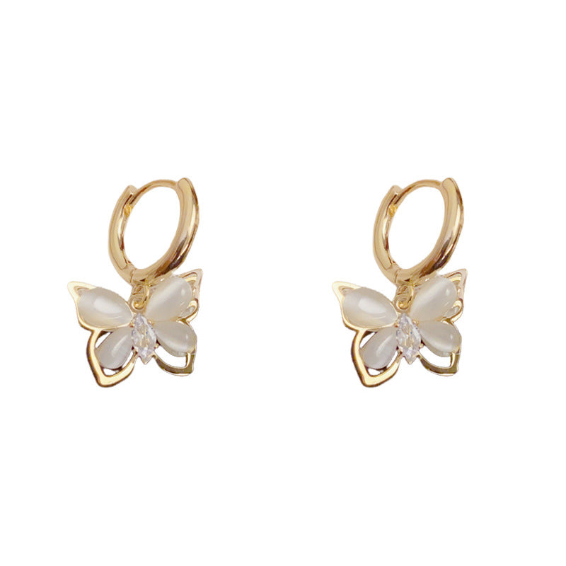 Luxury Zircon Butterfly Drop Earrings – Animal-Inspired Design