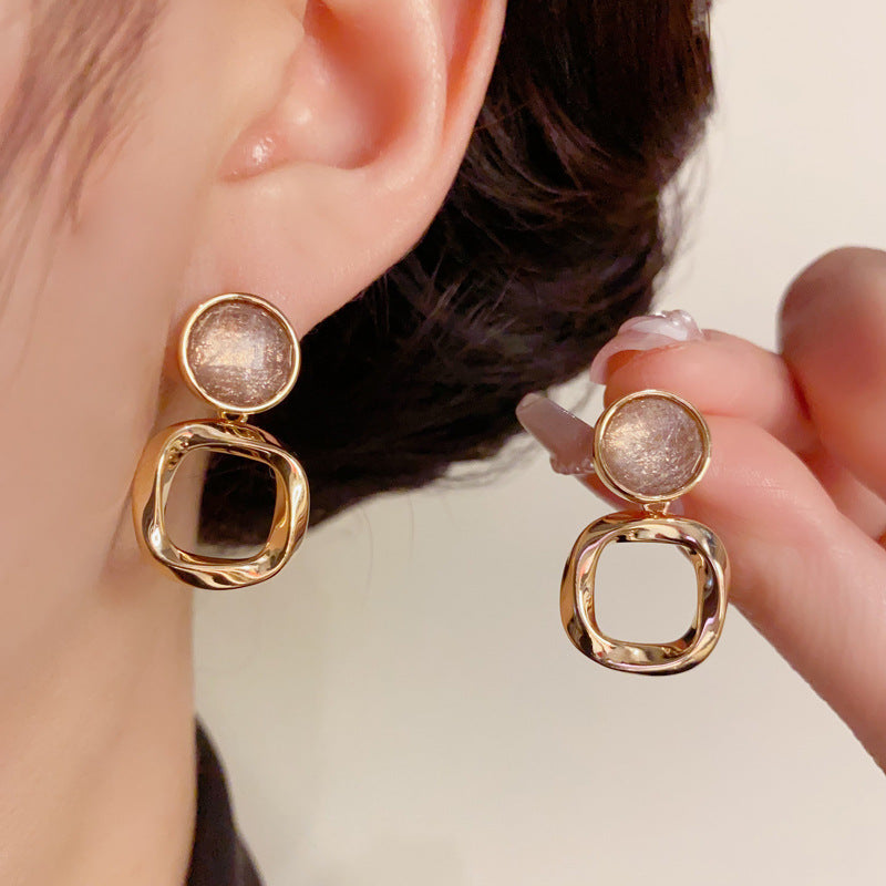 14K Gold-Plated Geometric Square Drop Earrings – Vintage Design