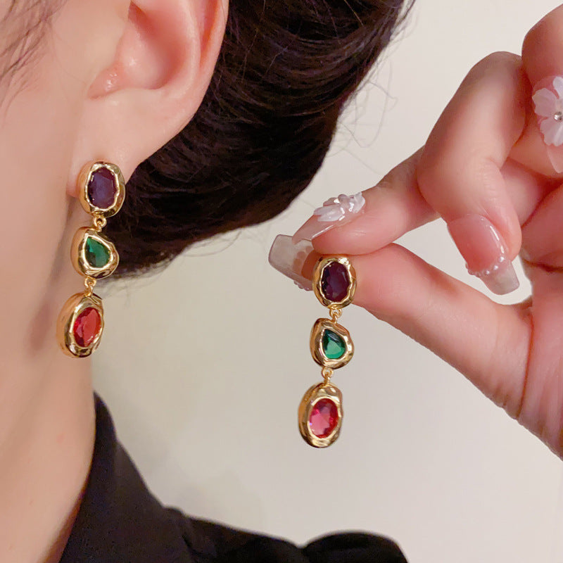 Elegant Irregular Colorful Tassel Earrings – Geometric Design