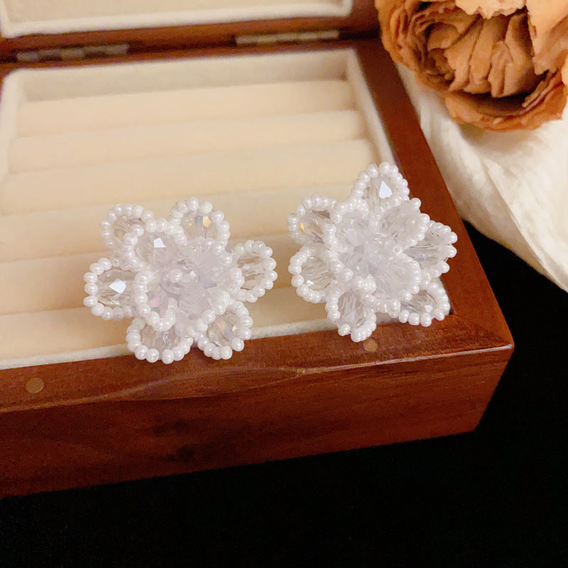 14K Gold Luxury Beaded Petal Ear Cuff Earrings – Elegant Design