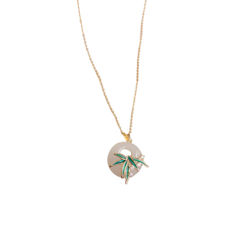Faux Jade Enamel Peace Buckle Earrings & Necklace Set – Elegant Design