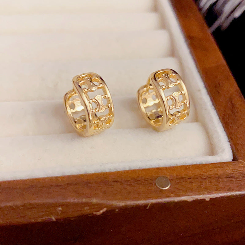 14K Gold-Plated Hollow Geometric Ear Cuffs – Minimalist Chic Design