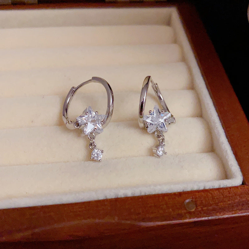 14K Gold-Plated Diamond-Studded Star Tassel Earring - Elegant Design