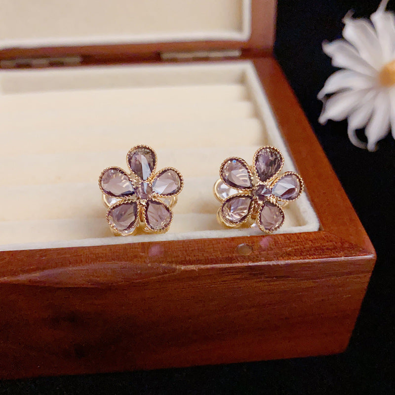 Luxury Full-Zircon Double-Sided Petal Earrings – Floral Design