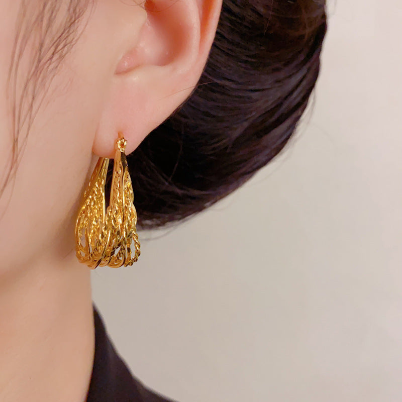 Luxury Twisted Rope Teardrop Ear Cuff Earrings – Geometric Design