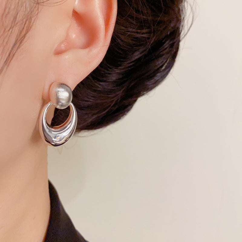 Luxury Metal Brushed Geometric Drop Earrings – Elegant Design