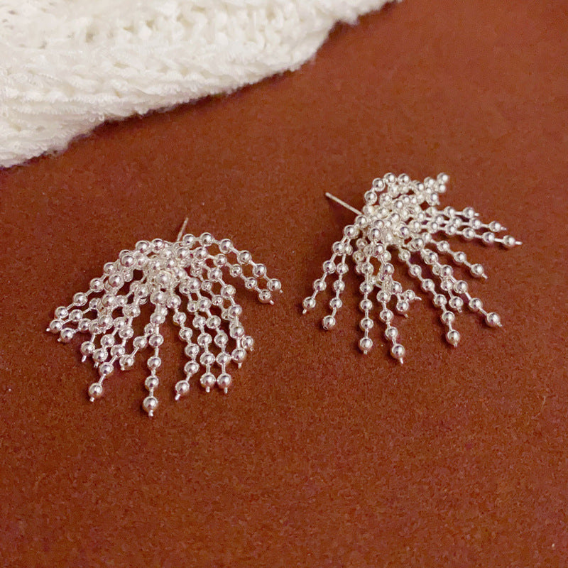 14K Gold-Plated Firework Tassel Drop Earrings – Bold Geometric Design