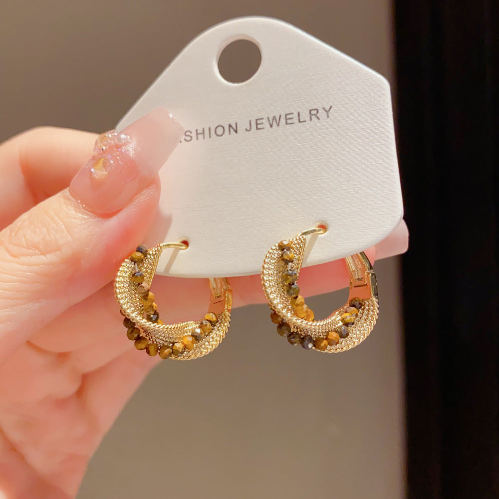 Eaioncol Handmade Beaded Hoop Earrings Gold Silver