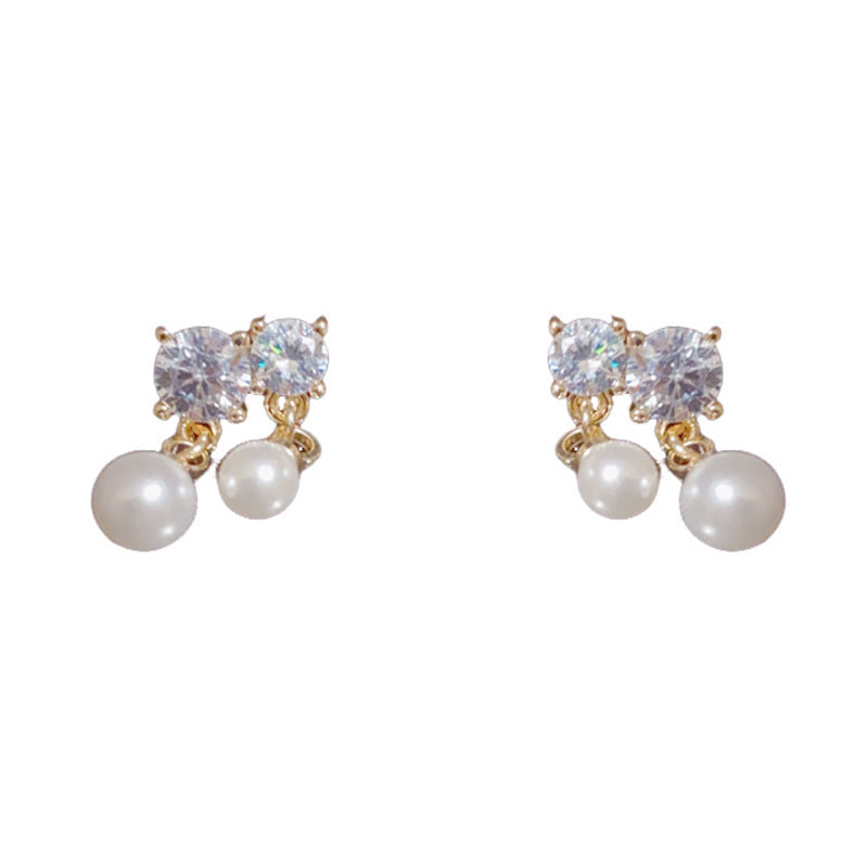 Luxury Zircon Bow & Pearl Tassel Drop Earrings – Elegant Design