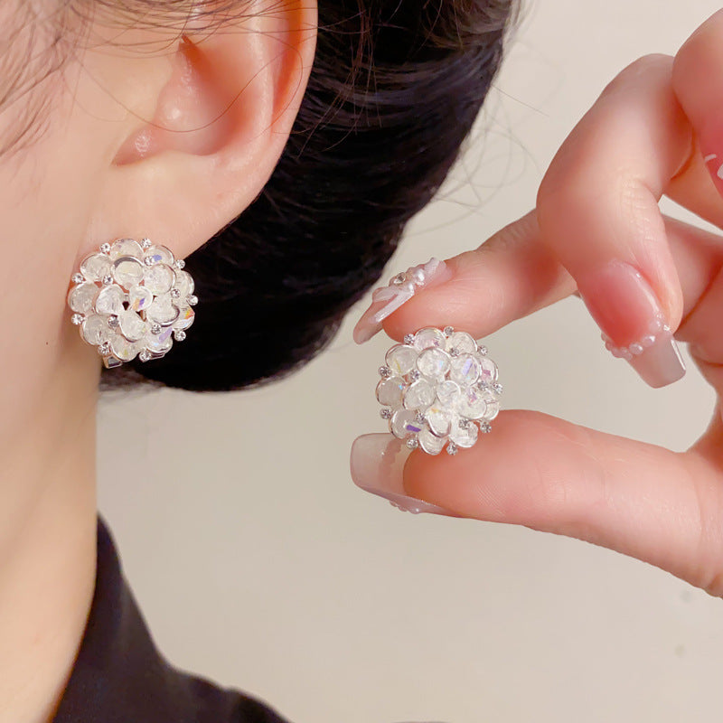 Eaioncol Handmade Crystal Flower Stud Earrings Gold