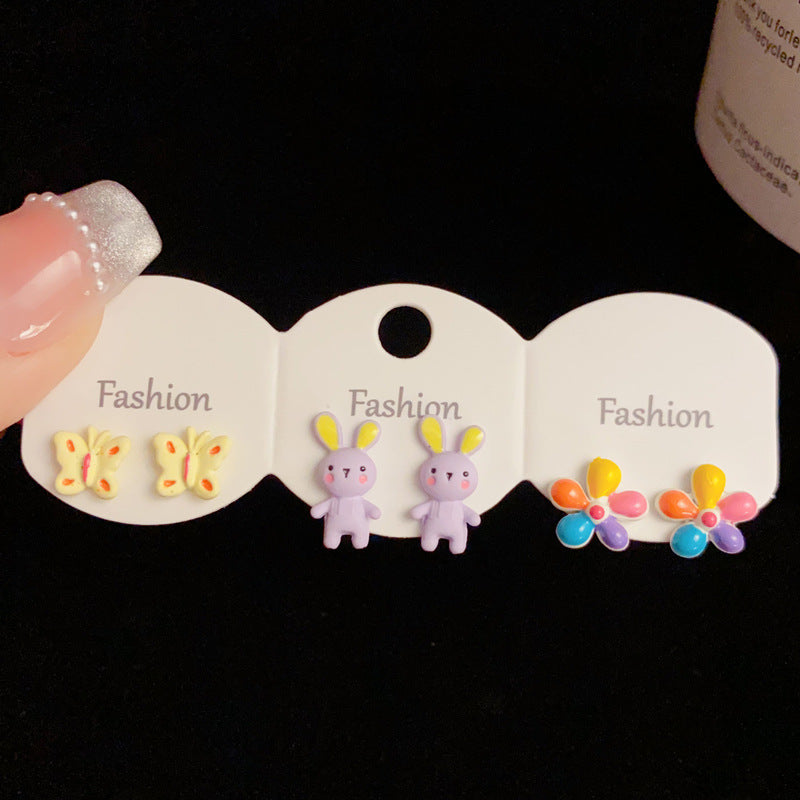 Colorful Animal & Milk Tea Girl Set Earrings - Cute Chic Design