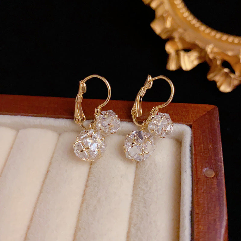 Elegant Zircon Ball Tassel Ear Cuff Earrings – Geometric Design