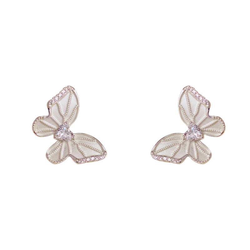 14K Gold Luxury Zircon Butterfly Stud Earrings – Animal-Inspired