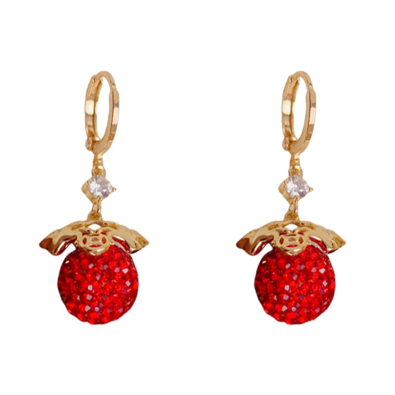 Elegant Horse Red Zircon Ball Tassel Earrings – Zodiac Design