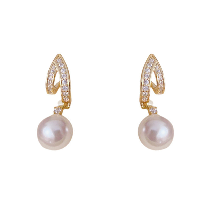 Luxury Full - Zircon & Geometric Pearl Drop Earrings – Elegant Design