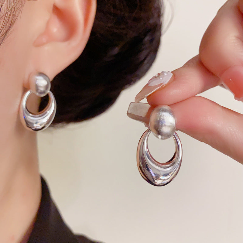 Luxury Metal Brushed Geometric Drop Earrings – Elegant Design