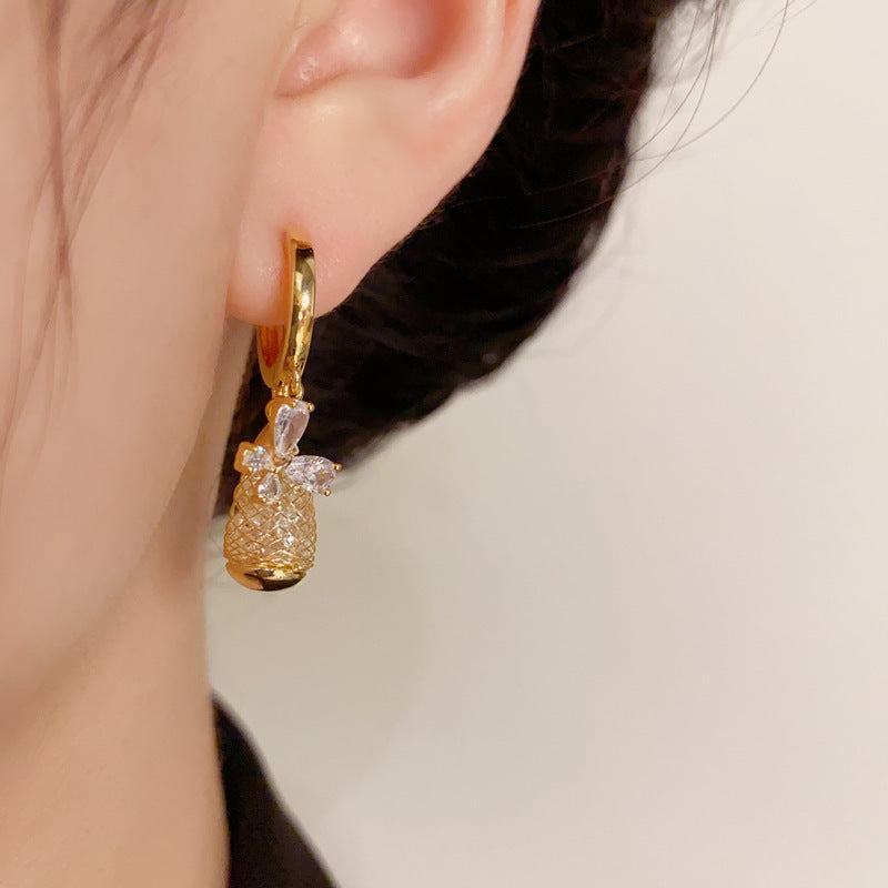 French-Style Zircon Butterfly Waterdrop Earrings – S925 Silver Needle