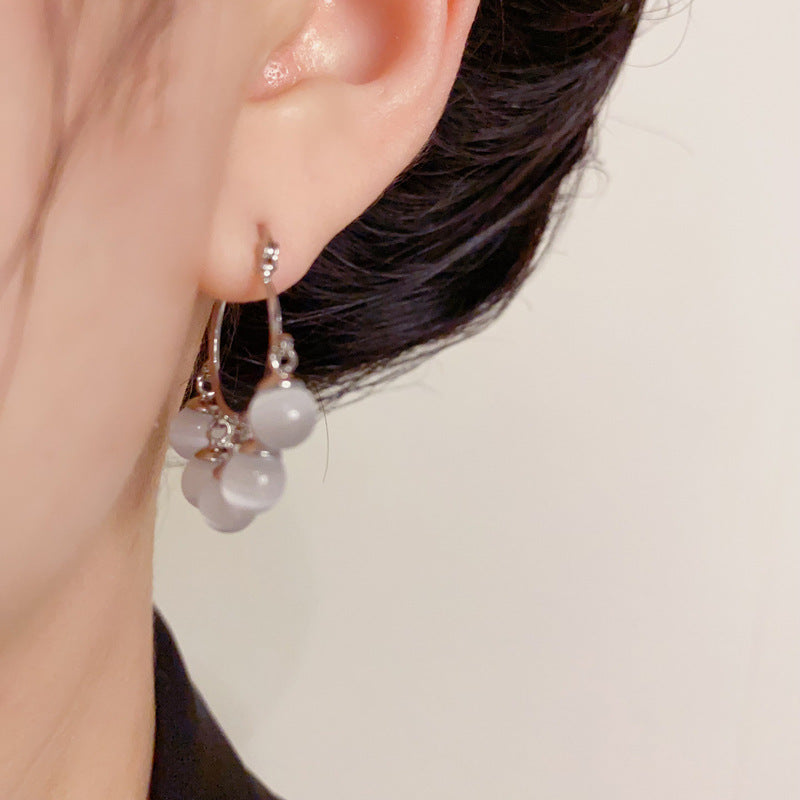 14K Gold-Plated Cat’s Eye Stone Tassel Ear Cuffs – Elegant Design