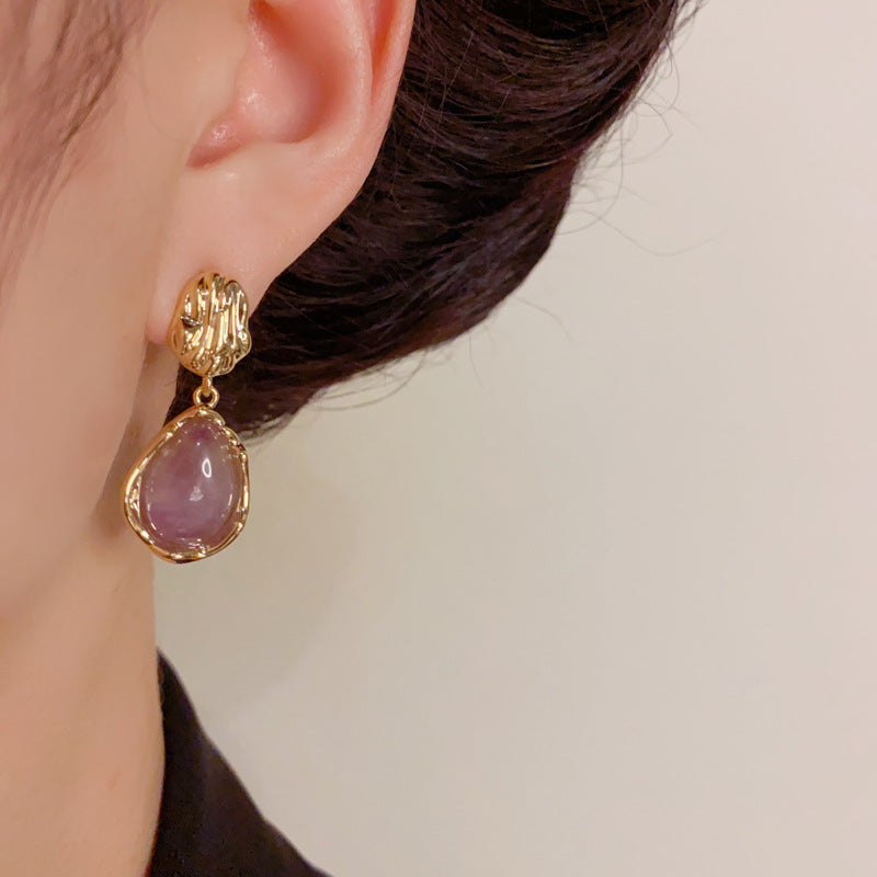 Korean Dupin Elegant Metal Irregular Drop Earrings – Geometric Design