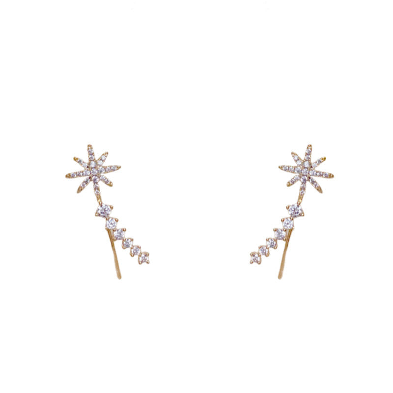 Luxury Full-Zircon Starburst Ear Crawler Earrings – Elegant Design