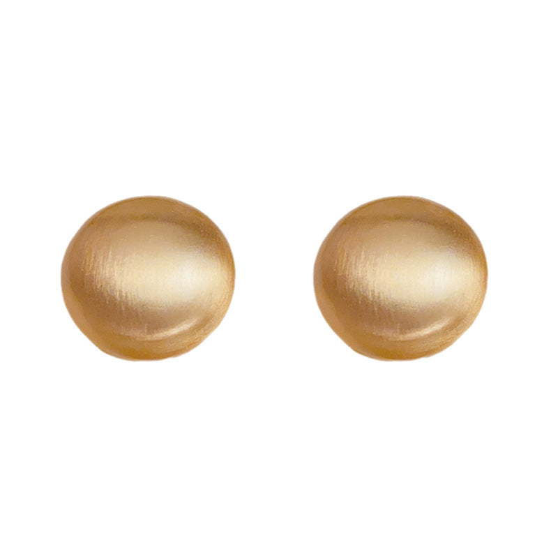 Luxury Brushed Metal Round Stud Earrings – Geometric Design