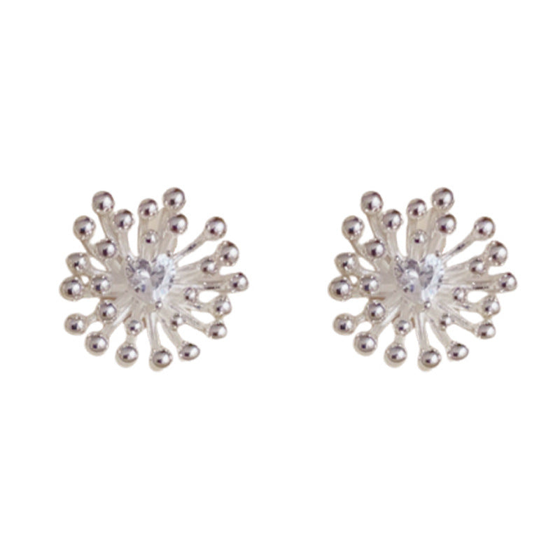 Luxury Zircon Metal Firework Stud Earrings – Geometric Design