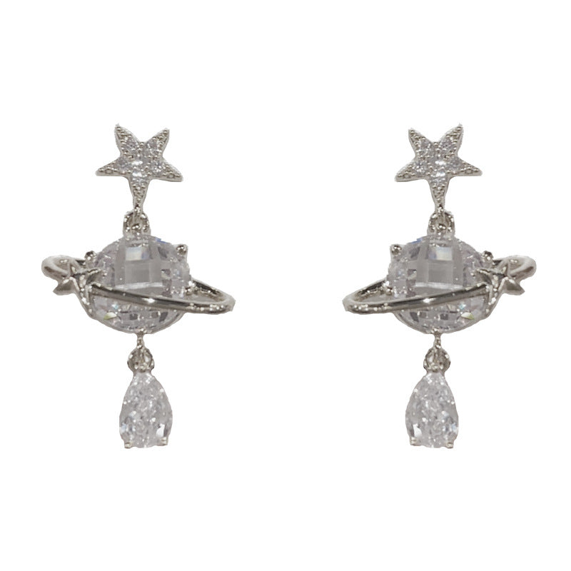 Elegant Sparkling Starfall Water Drop Earrings – Minimalist Design