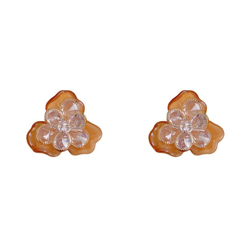 Eaioncol Two-Way CZ Petal Stud Earrings Gold