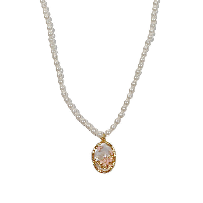 14K Gold Lotus Shell Pendant Necklace & Earrings Set – Floral Design